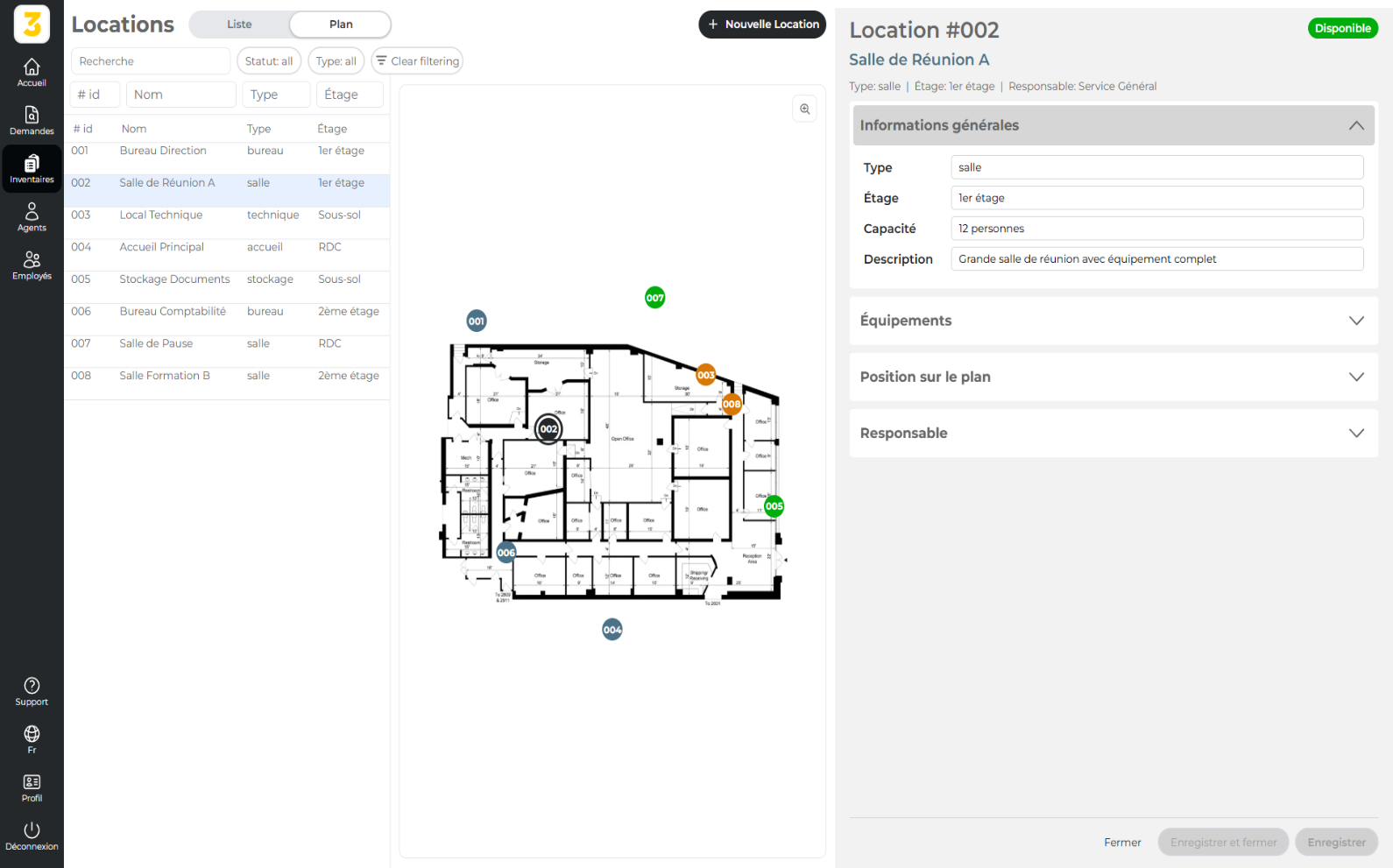 KeyTasks web portal — locations map