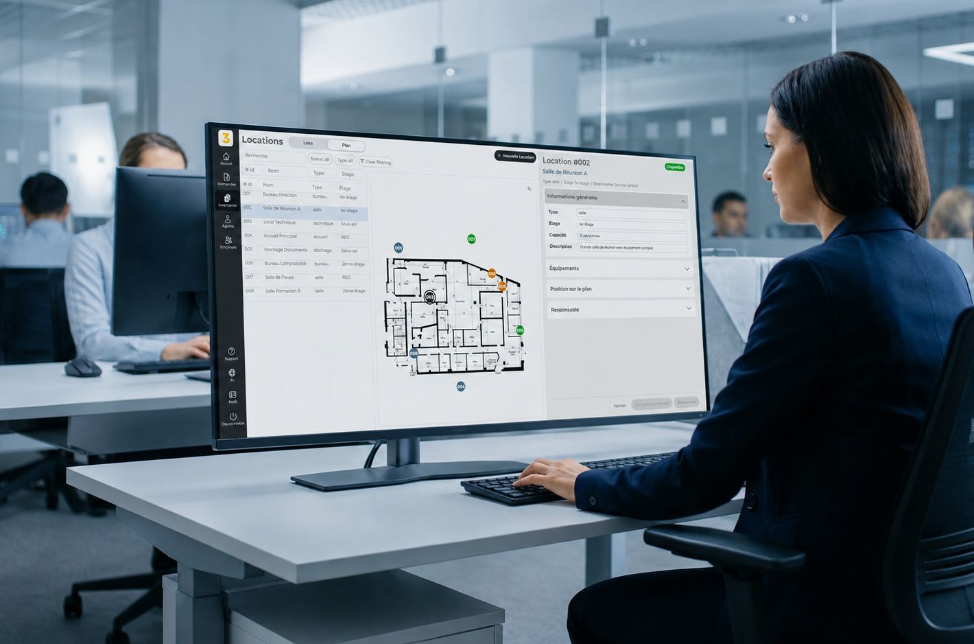 Security administrator managing keys and inventory on a dashboard